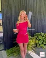Load image into Gallery viewer, BENNI NICO OFF SHOULDER MINI DRESS WATERMELON