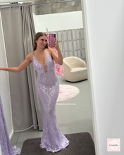 Load image into Gallery viewer, MISHA COLLECTION SAPPHIRE SEQUIN DRESS LILAC