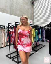 Load image into Gallery viewer, WITH HARPER LU BLUSH GRAPHITE MINI SLIP DRESS