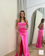 Load image into Gallery viewer, NOODZ BOUTIQUE CRYSTAL CORSET GOWN HOT PINK