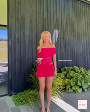 Load image into Gallery viewer, BENNI NICO OFF SHOULDER MINI DRESS WATERMELON