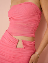 Load image into Gallery viewer, BEC AND BRIDGE IONA STRAPLESS MIDI DRESS GRAPEFRUIT PINK