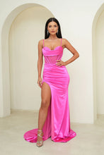 Load image into Gallery viewer, NOODZ BOUTIQUE CRYSTAL CORSET GOWN HOT PINK