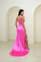 Load image into Gallery viewer, NOODZ BOUTIQUE CRYSTAL CORSET GOWN HOT PINK