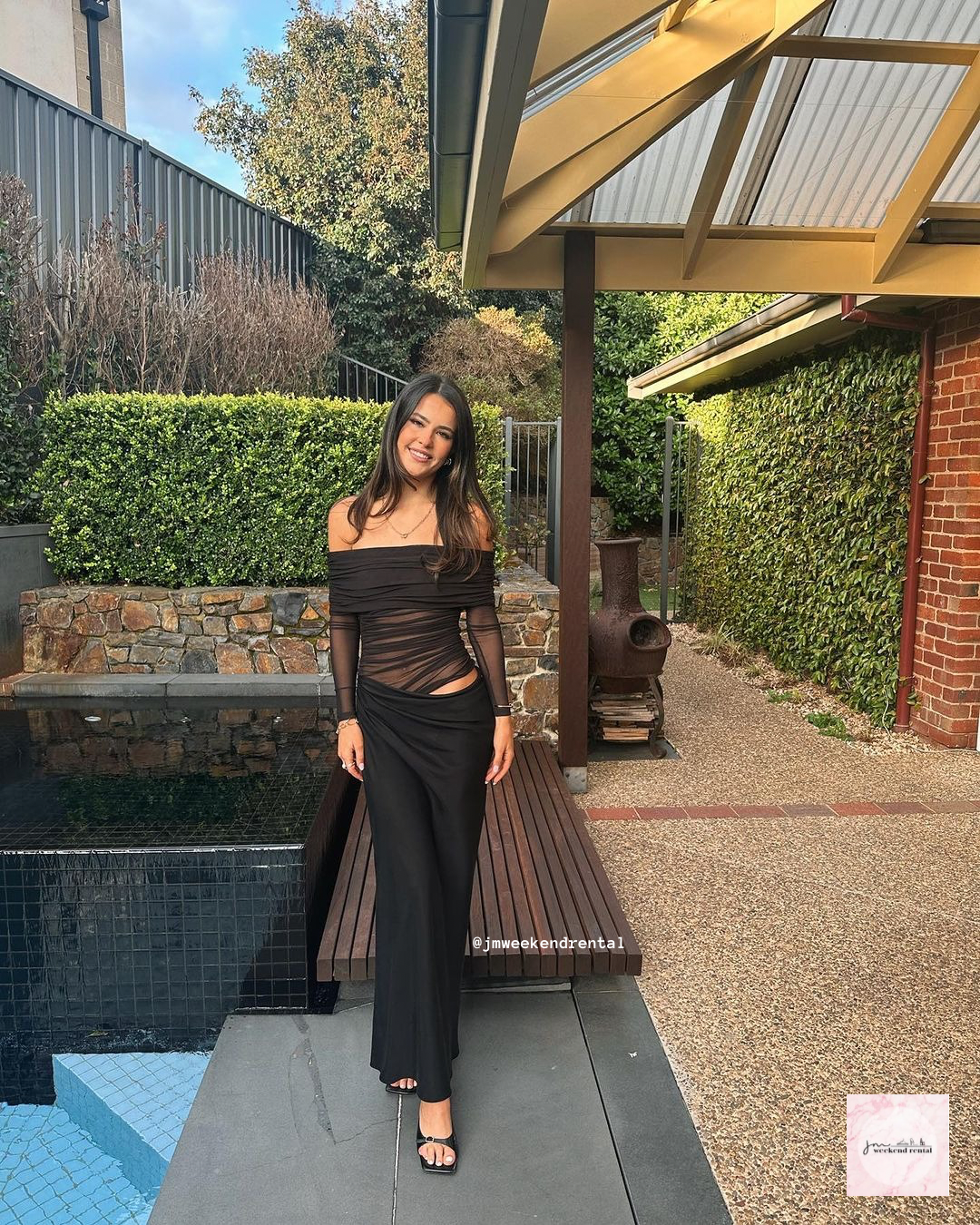 BENNI YASMIN OFF SHOULDER MAXI DRESS BLACK