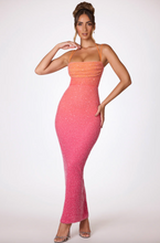 Load image into Gallery viewer, OH POLLY MONTE CARLO EMBELLISHED DRESS RED/ORANGE OMBRE