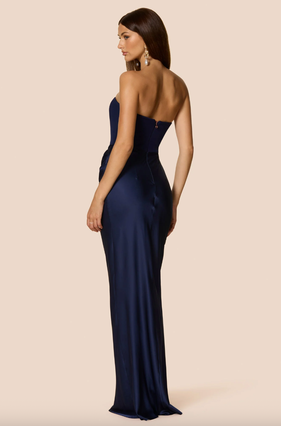 NOOKIE CHIARA STRAPLESS GOWN NAVY