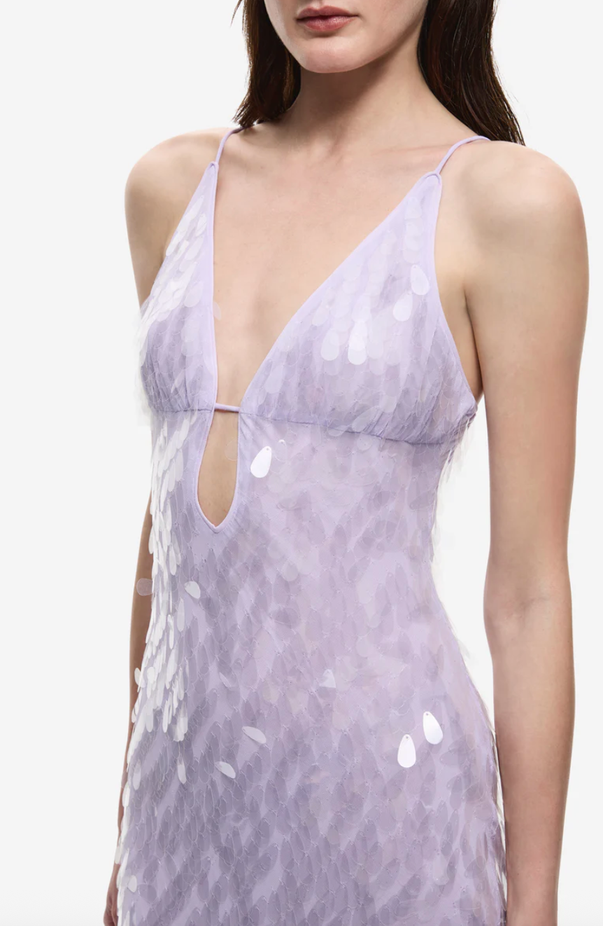 MISHA COLLECTION SAPPHIRE SEQUIN DRESS LILAC