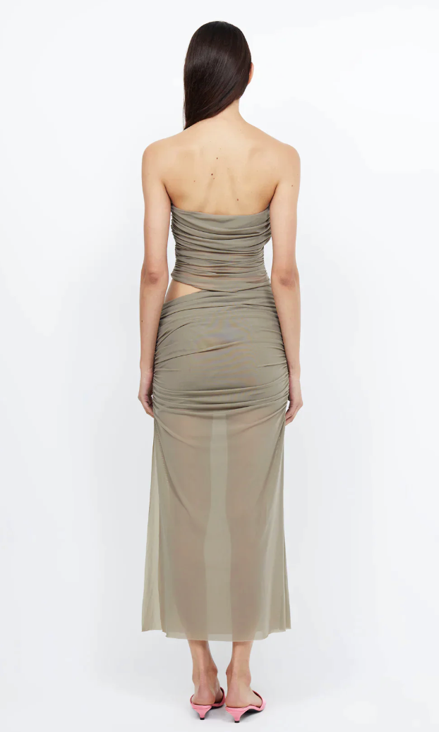 ONLINE WAREHOUSE SALE: BEC AND BRIDGE IONA MIDI DRESS TAUPE