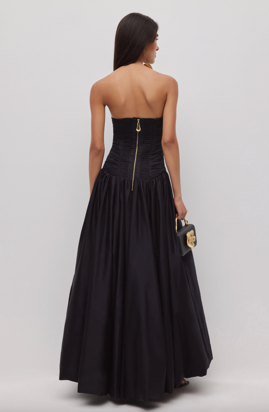 AJE VIOLETTE BUBBLE HEM MAXI DRESS BLACK