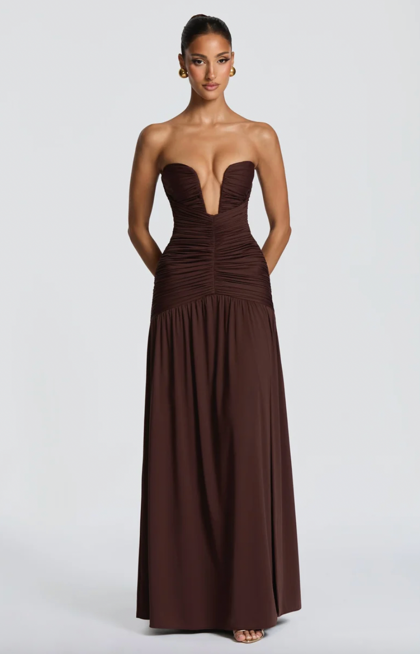 BABYBOO JUNIA MAXI DRESS PLUM BROWN