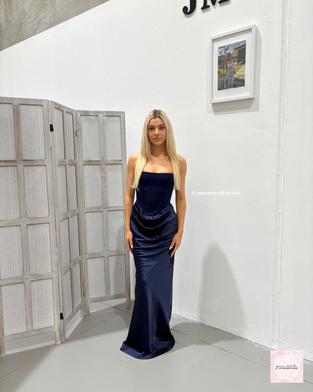NOOKIE CHIARA STRAPLESS GOWN NAVY