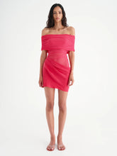 Load image into Gallery viewer, BENNI NICO OFF SHOULDER MINI DRESS WATERMELON
