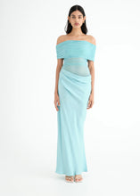 Load image into Gallery viewer, BENNI NICO OFF SHOULDER MAXI DRESS AQUAMARINE BLUE
