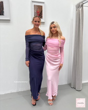 Load image into Gallery viewer, BENNI YASMIN OFF SHOULDER MAXI DRESS NAVY
