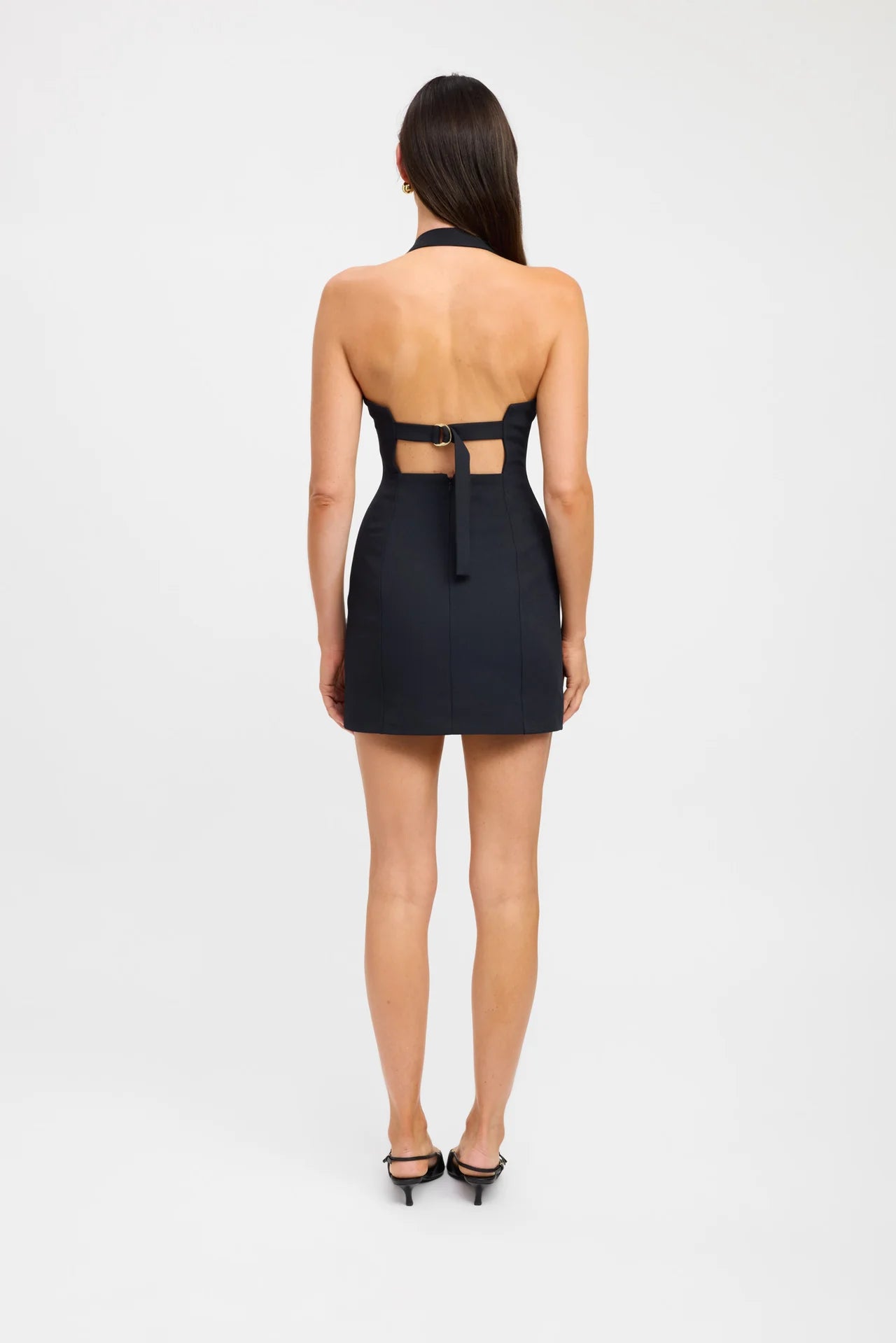 KOOKAI ARIEL BUCKLE HALTER MINI DRESS