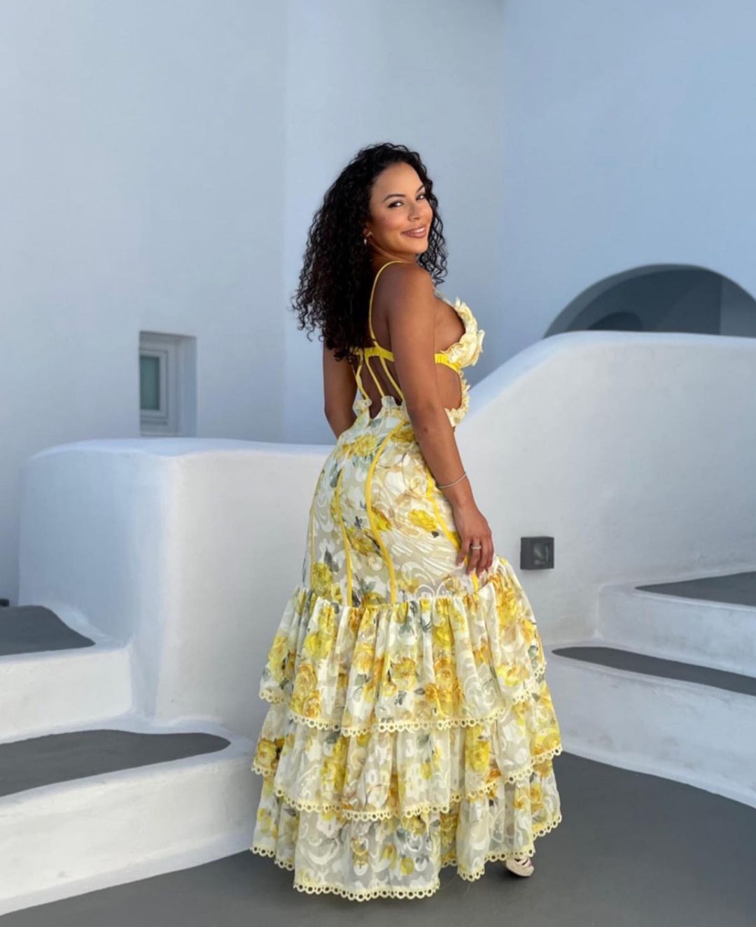 WAREHOUSE SALE: MENTI YELLOW ROSES MAXI DRESS