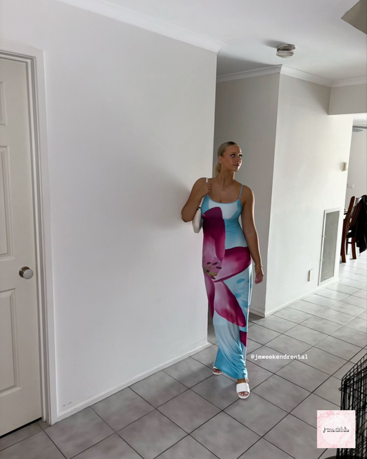 WITH HARPER LU SKY LILY FLORAL SLIP DRESS