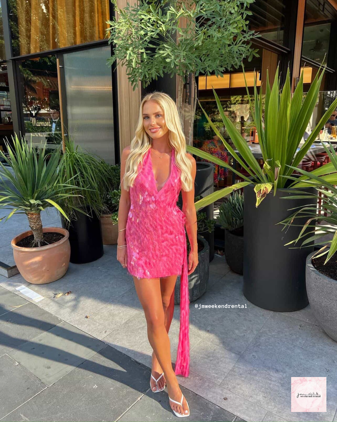 ONLINE WAREHOUSE SALE: MISHA COLLECTION SAPPHIRE SEQUIN MINI DRESS FUSCHIA PINK