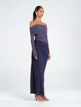 Load image into Gallery viewer, BENNI YASMIN OFF SHOULDER MAXI DRESS NAVY
