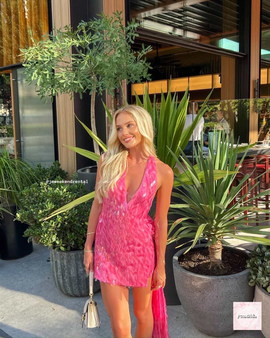 ONLINE WAREHOUSE SALE: MISHA COLLECTION SAPPHIRE SEQUIN MINI DRESS FUSCHIA PINK