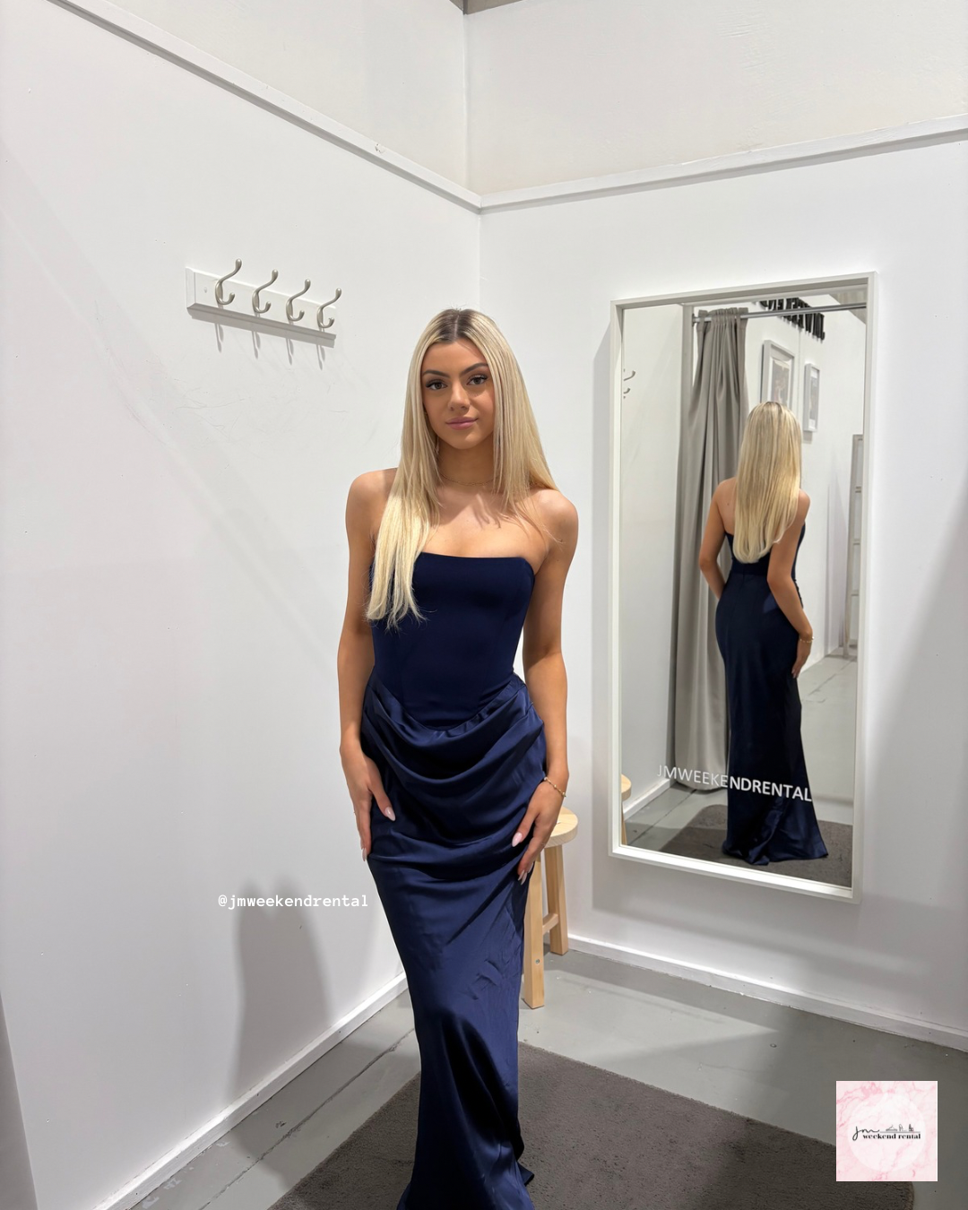 NOOKIE CHIARA STRAPLESS GOWN NAVY