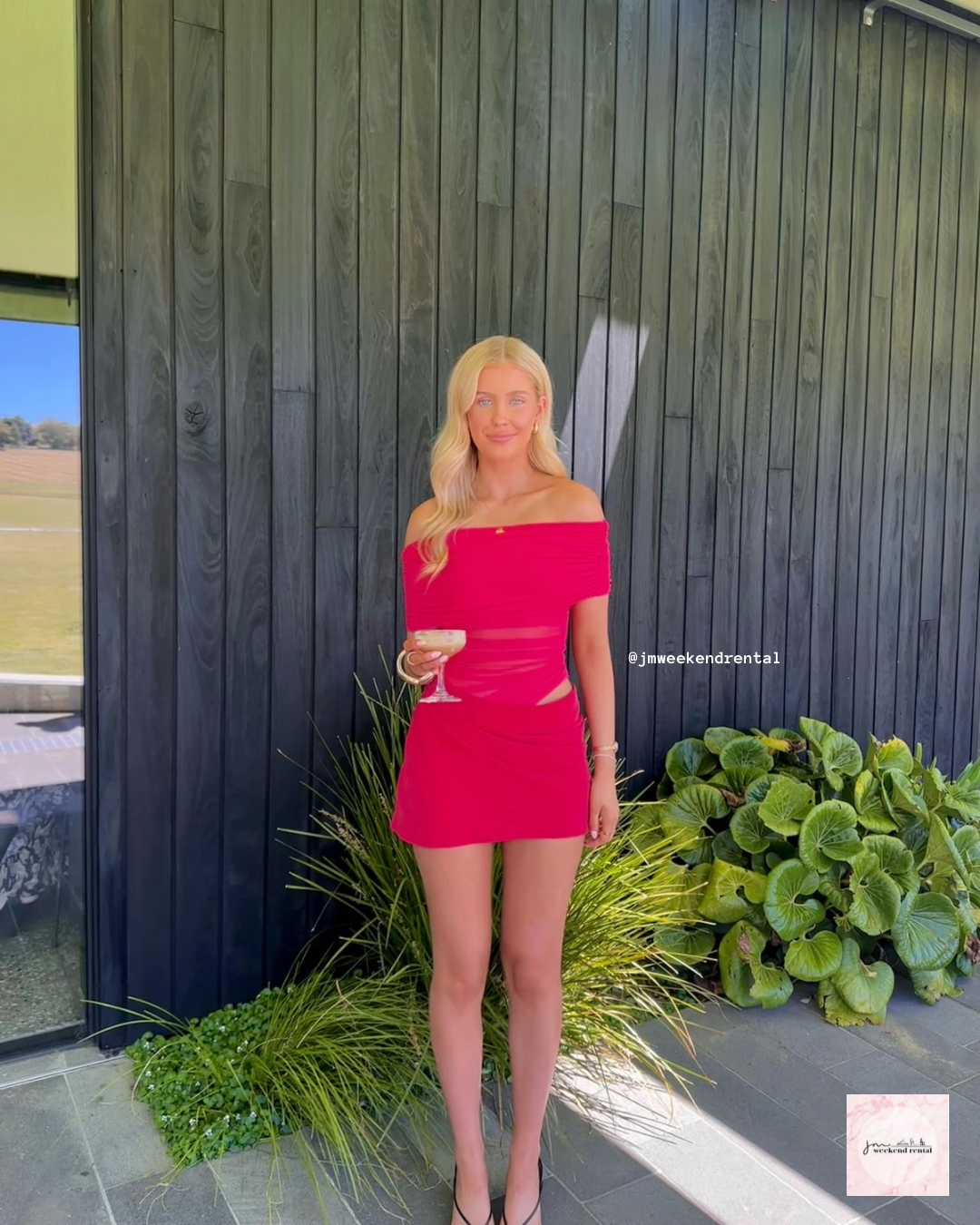 BENNI NICO OFF SHOULDER MINI DRESS WATERMELON – JMWEEKENDRENTAL