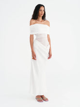 Load image into Gallery viewer, BENNI NICO OFF SHOULDER MAXI DRESS WHITE
