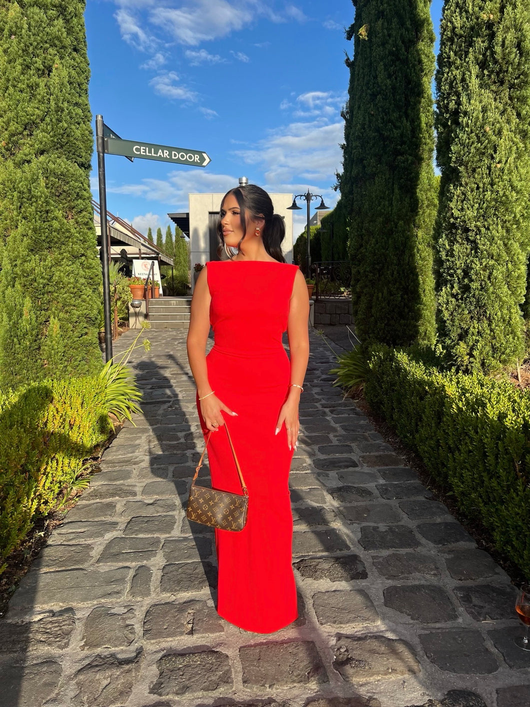 EFFIE KATS VERONA GOWN CHERRY RED