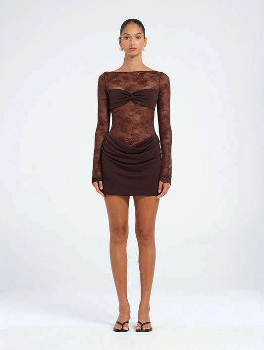 BENNI OSKAR MINI DRESS CHOCOLATE