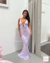 Load image into Gallery viewer, MISHA COLLECTION SAPPHIRE SEQUIN DRESS LILAC
