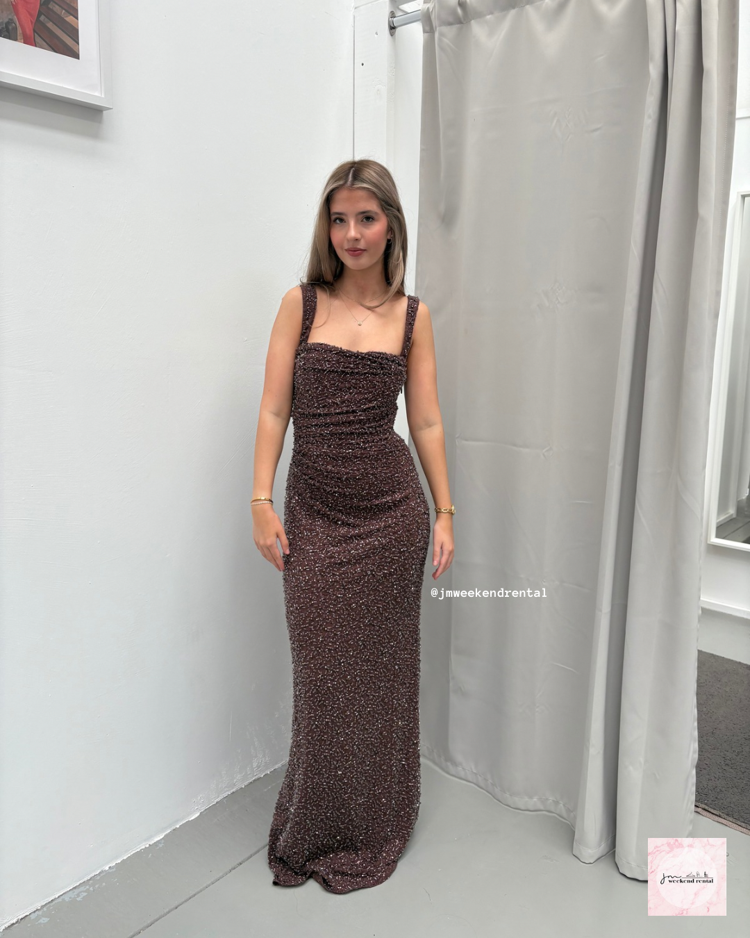 BABYBOO CALANTHE MAXI DRESS PLUM BROWN SPARKLE