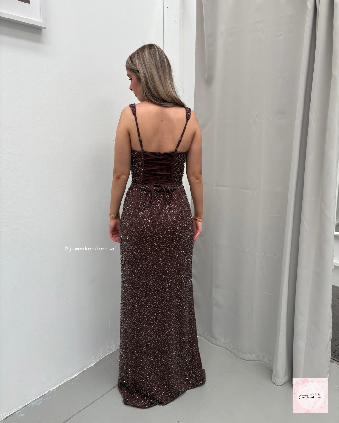 BABYBOO CALANTHE MAXI DRESS PLUM BROWN SPARKLE