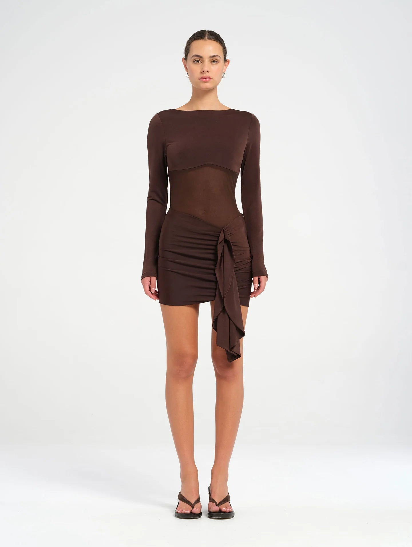 BENNI JUNI MINI DRESS BROWN