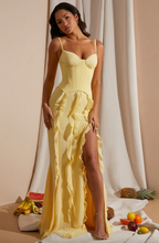 Load image into Gallery viewer, OH POLLY PERRINE CORSET FRILL MAXI DRESS YELLOW
