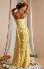 Load image into Gallery viewer, OH POLLY PERRINE CORSET FRILL MAXI DRESS YELLOW
