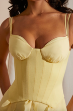 Load image into Gallery viewer, OH POLLY PERRINE CORSET FRILL MAXI DRESS YELLOW
