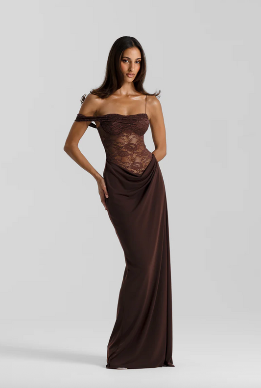 NATALIE ROLT SLOANE DRESS ESPRESSO
