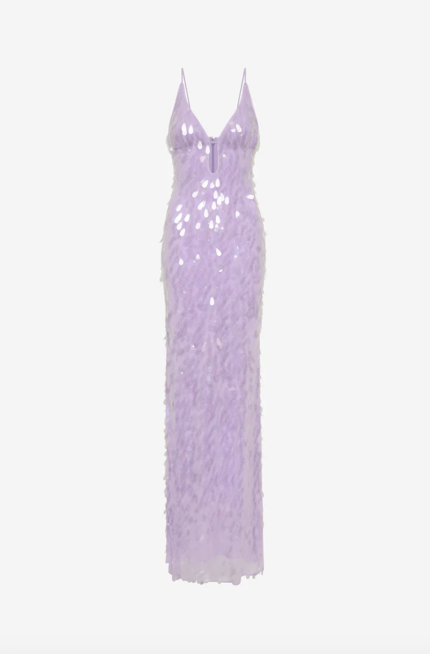 MISHA COLLECTION SAPPHIRE SEQUIN DRESS LILAC