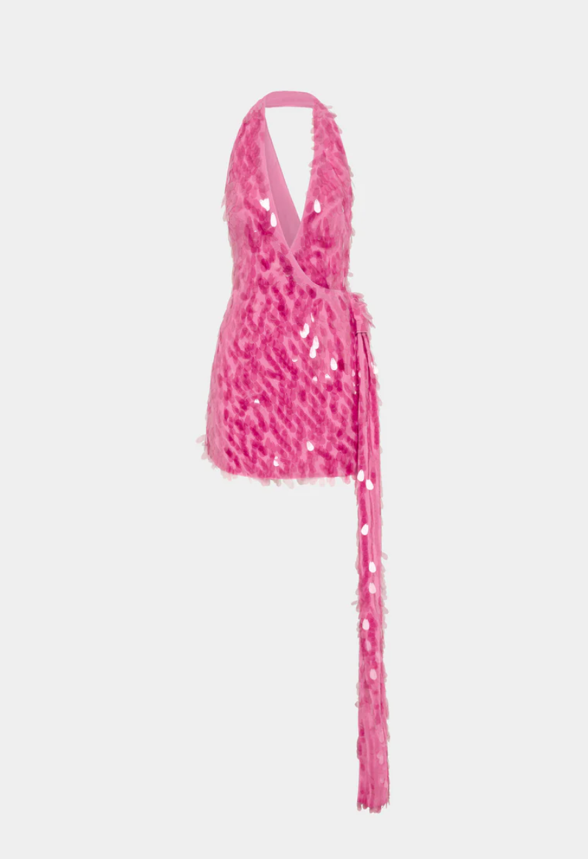 ONLINE WAREHOUSE SALE: MISHA COLLECTION SAPPHIRE SEQUIN MINI DRESS FUSCHIA PINK