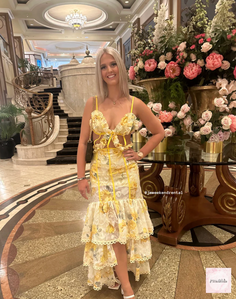 ONLINE WAREHOUSE SALE: MENTI YELLOW ROSES FLORAL MAXI