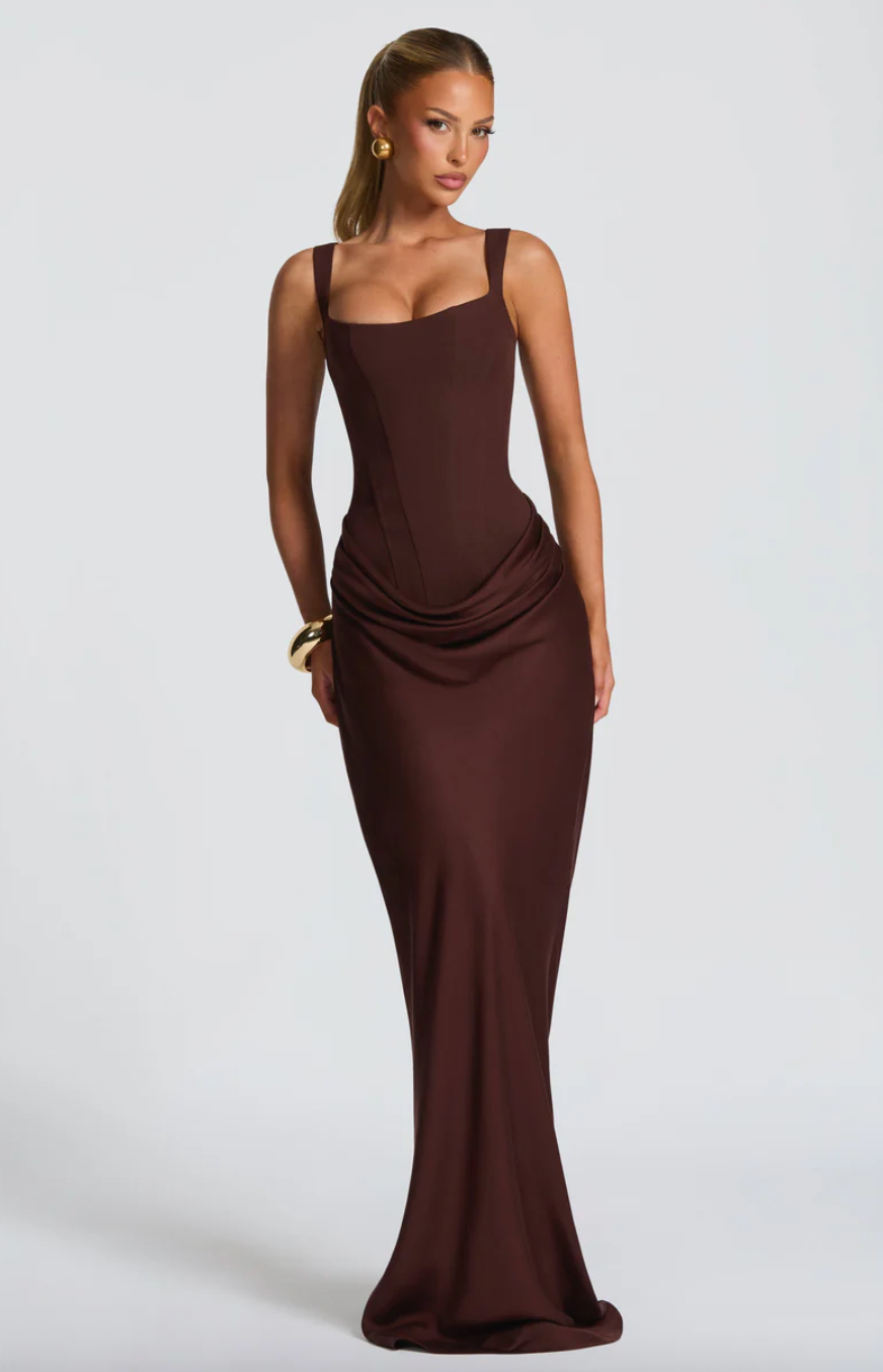 BABYBOO CORNELIA MAXI DRESS PLUM BROWN
