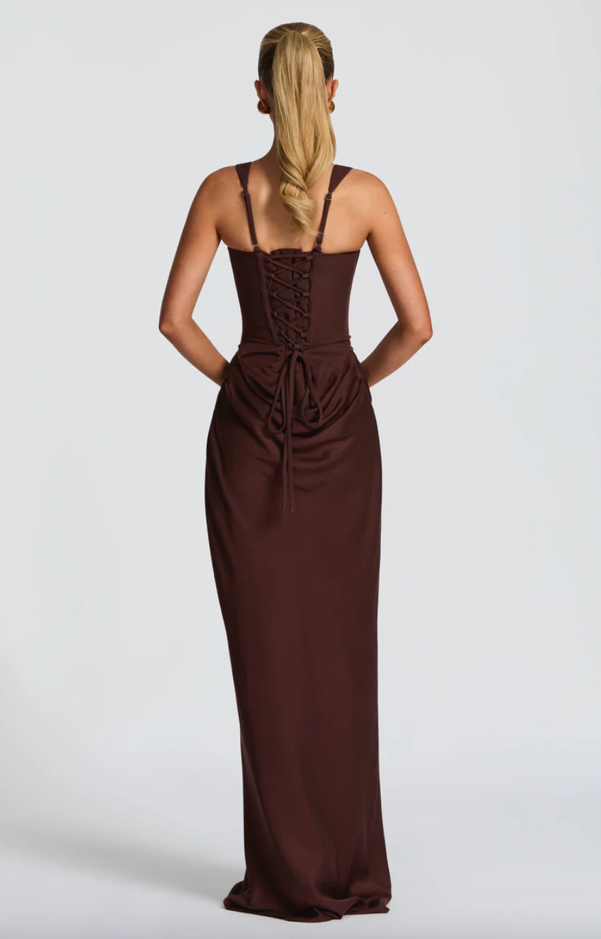 BABYBOO CORNELIA MAXI DRESS PLUM BROWN