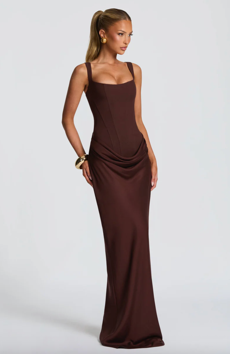 BABYBOO CORNELIA MAXI DRESS PLUM BROWN