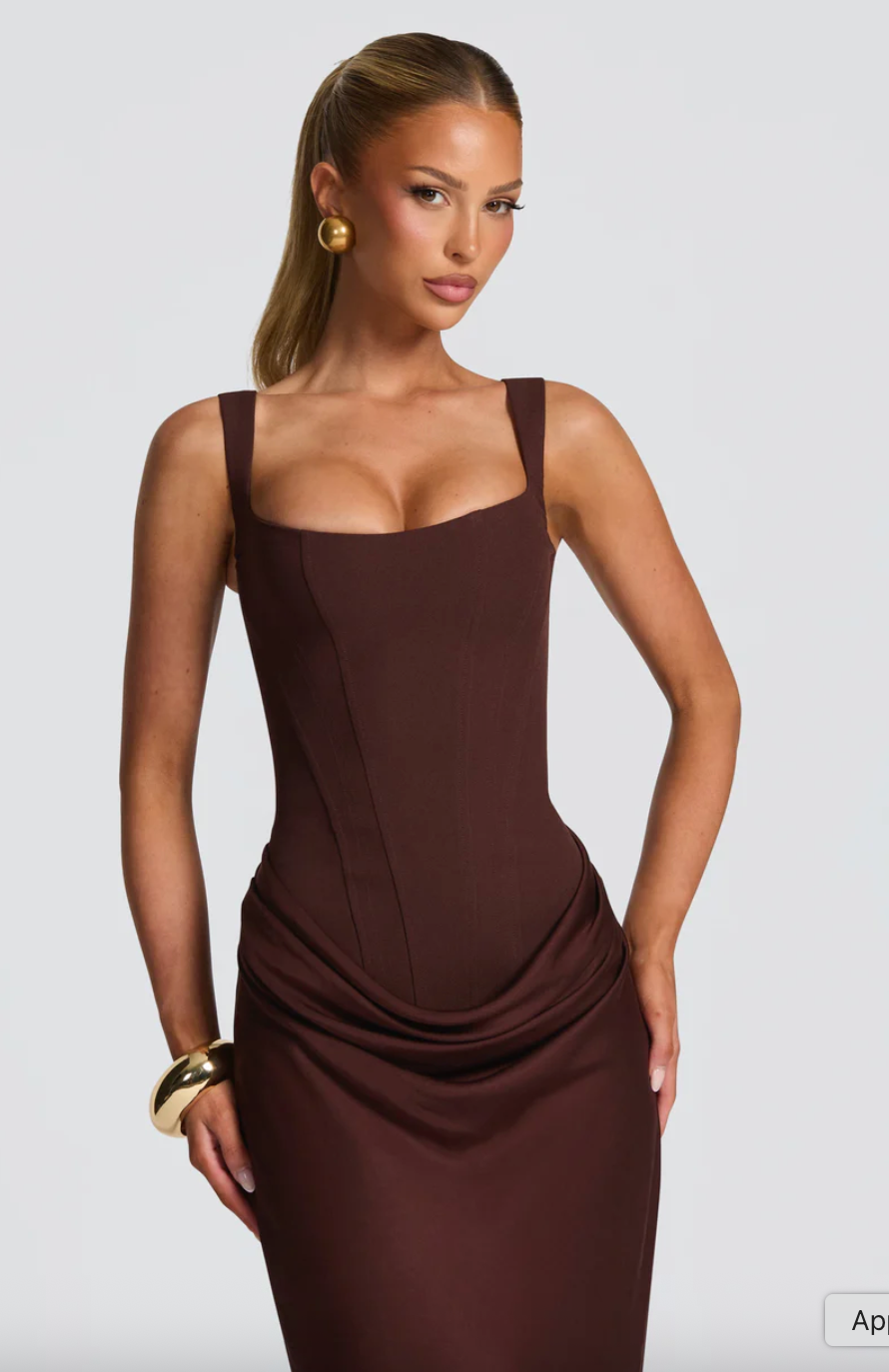 BABYBOO CORNELIA MAXI DRESS PLUM BROWN