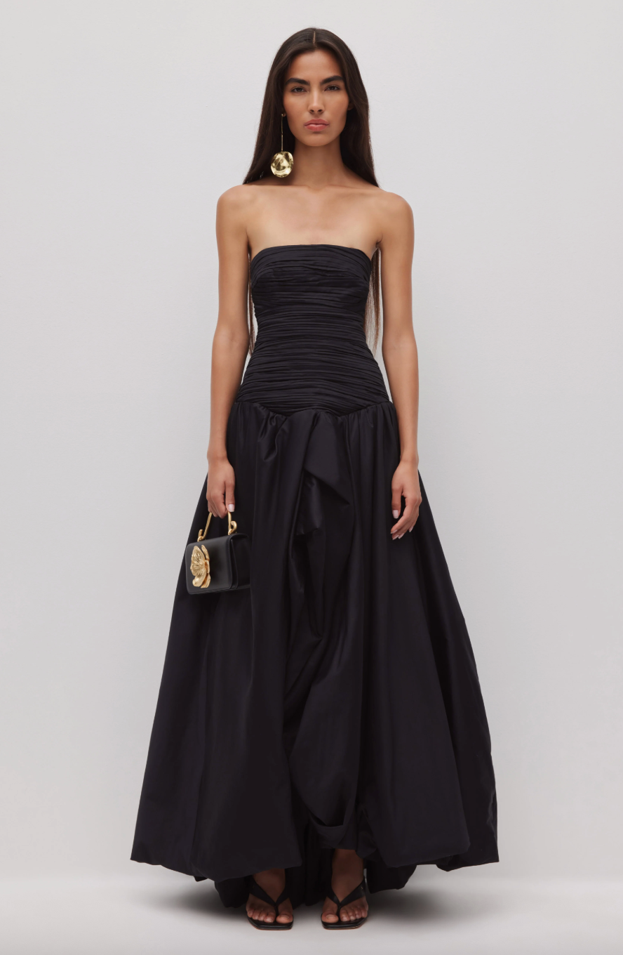 AJE VIOLETTE BUBBLE HEM MAXI DRESS BLACK