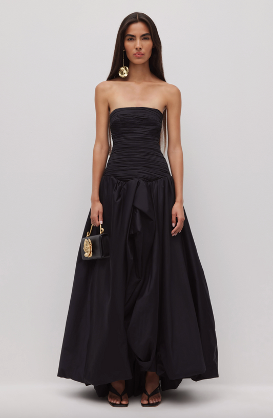 AJE VIOLETTE BUBBLE HEM MAXI DRESS BLACK