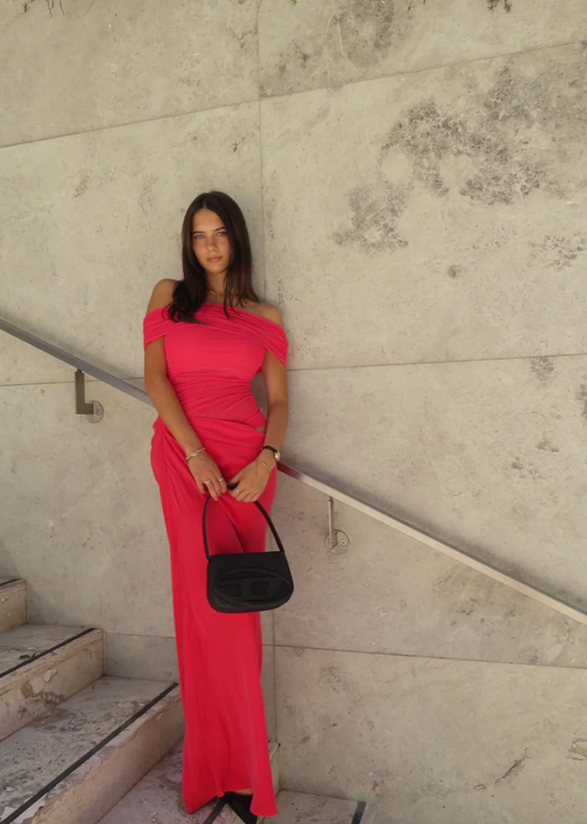 BENNI NICO OFF SHOULDER MAXI DRESS WATERMELON