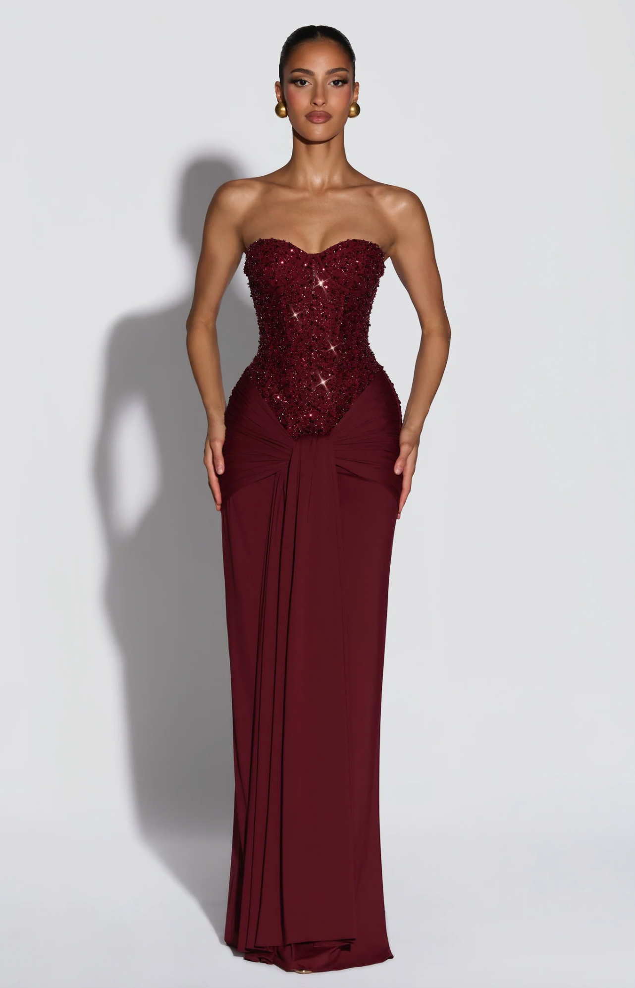 BABYBOO CARINA MAXI DRESS BURGUNDY
