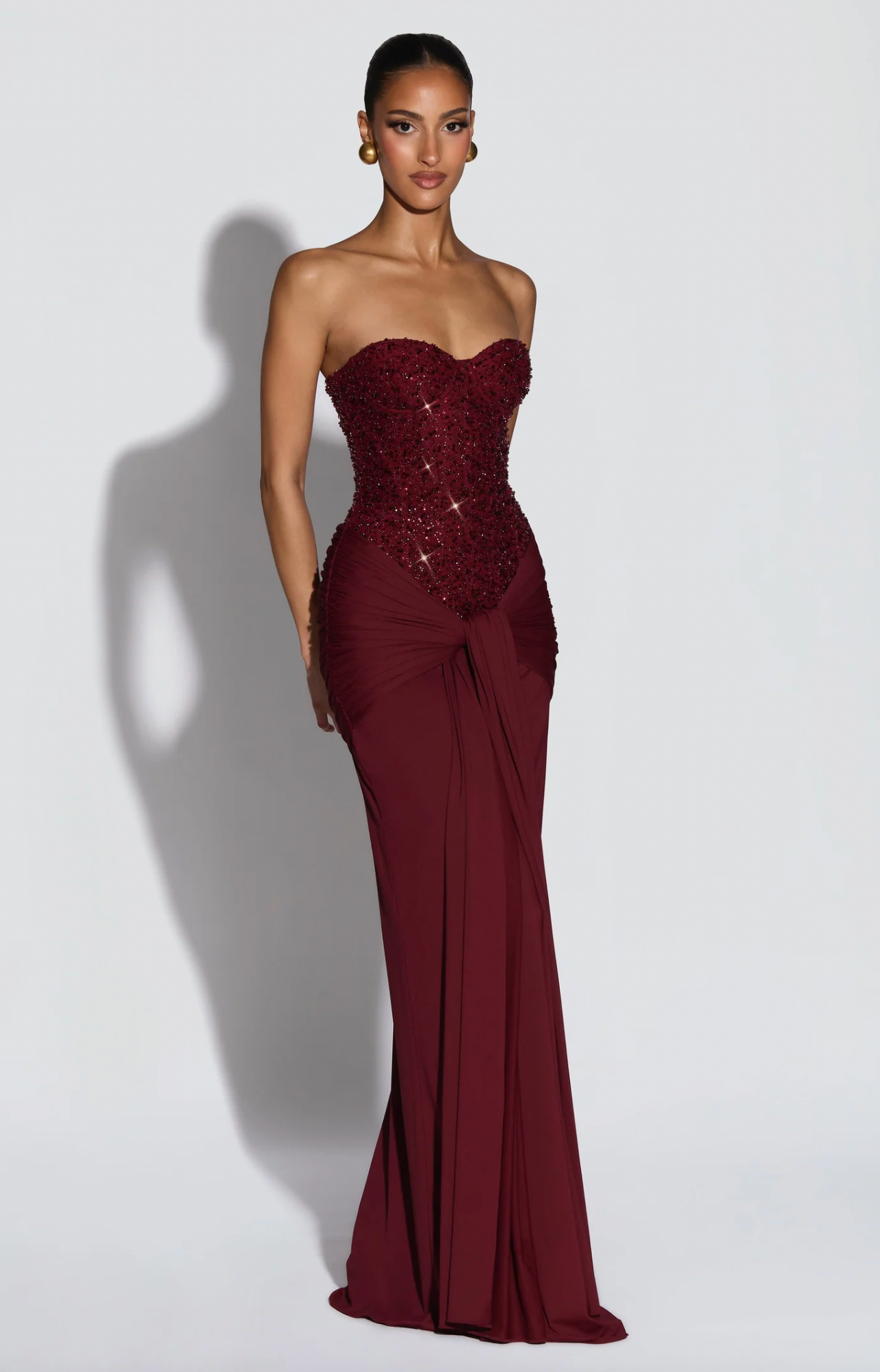BABYBOO CARINA MAXI DRESS BURGUNDY